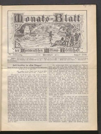 70. Jahrgang. Bremen. August 1909