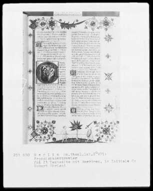 Franziskanisches Brevier — Initiale C, darin Geburt Christi, Folio 21recto