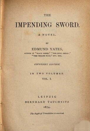 The impending sword : a novel. 1