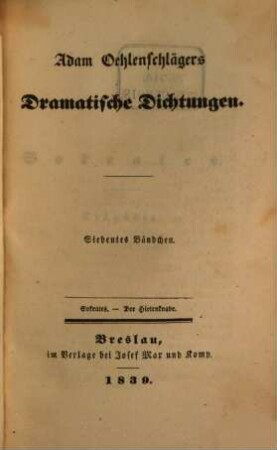 Adam Oehlenschlägers dramatische Dichtungen, 7. Sokrates. Der Hirtenknabe