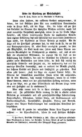 Ueber die Erziehung zur Wahrhaftigkeit