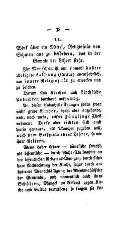 Wink über ein Mittel, Religiosität von Schulen aus zu befördern, das in der Gewalt der Lehrer steht : [11.]