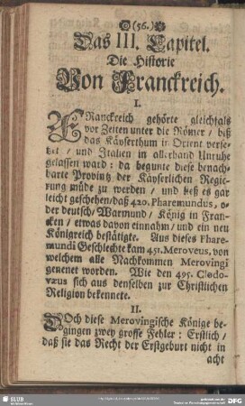 Das III. Capitel. Die Historie Von Franckreich