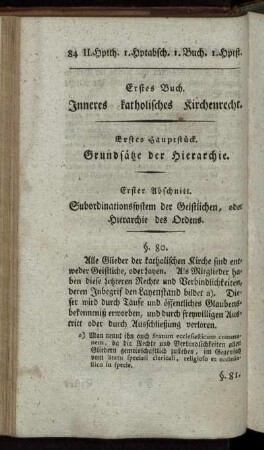 Erstes Buch. Inneres katholisches Kirchenrecht.