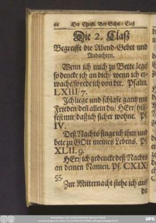 Die 2. Claß Begreifft die Abend-Gebet und Andachten.