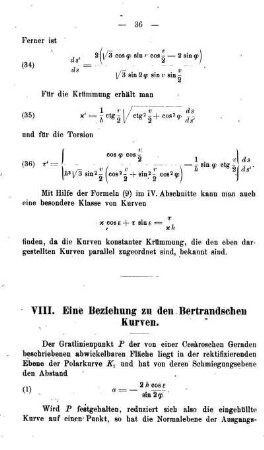 VIII. Eine Beziehung zu den Bertrandschen Kurven.