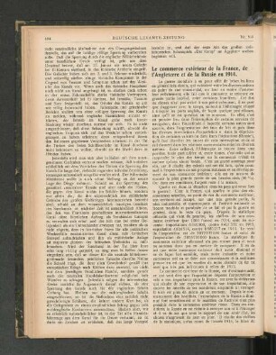Le commerce extérieur de la France, de l'Angleterre et de la Russie en 1914.