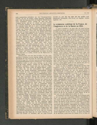 Le commerce extérieur de la France, de l'Angleterre et de la Russie en 1914.
