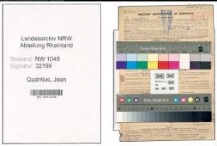 Entnazifizierung Jean Quantius , geb. 12.02.1892 (Installateur)