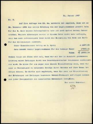 Bericht des ersten Sekretärs an die Zentral-Direktion