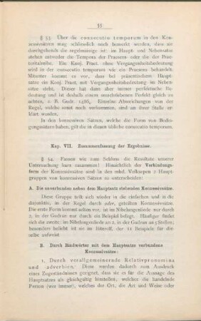 Kap. VII. Zusammenfassung der Ergebnisse.