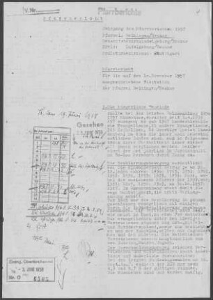 Beihingen/Neckar: Pfarrbericht mit Visitationsbericht 1957