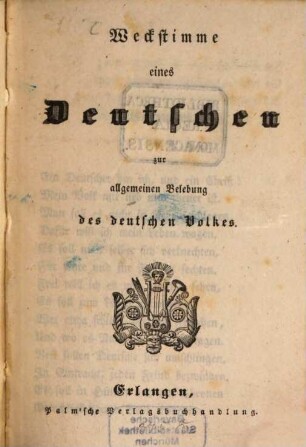 Weckstimme eines Deutschen zur allgemeinen Belebung des deutschen Volkes