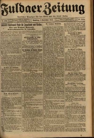 Erste Ausgabe vom Sonntag, den 03. Dezember 1922.
