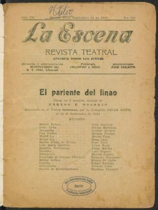 El pariente del finao : farsa en 2 cuadros