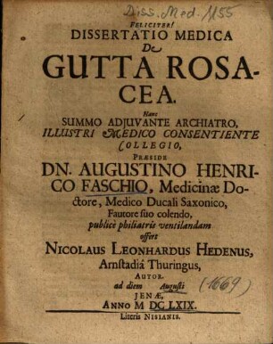 Dissertatio Medica De Gutta Rosacea