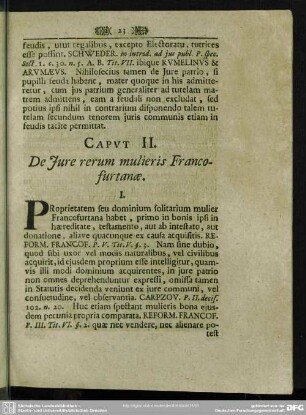 Caput II. De Iure rerum mulieris Francofurtanae