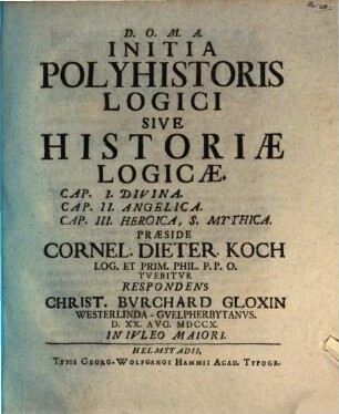 Initia polyhistoris logici, sive historiae logicae, Cap. I. divina, Cap. II. angelica, Cap. III. heroica s. mythica