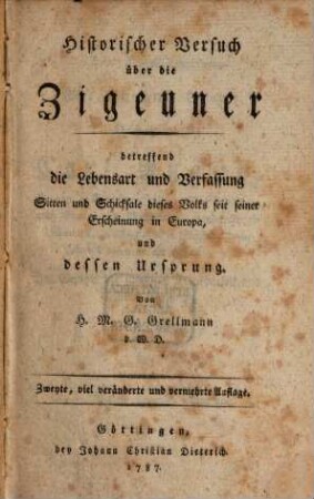 Historischer Versuch über die Zigeuner