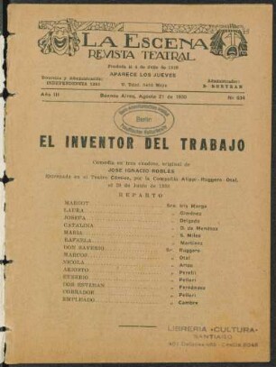 El inventor del trabajo : comedia en tres cuadros