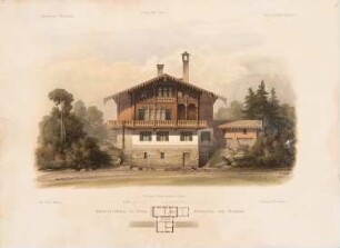 Schweizerhaus, Klein-Glienicke: Grundriss, Ansicht (aus: Architektonisches Skizzenbuch, H. 87/5, 1867)