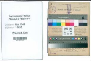 Entnazifizierung Karl Wiechert , geb. 20.11.1906 (Kaufmann)