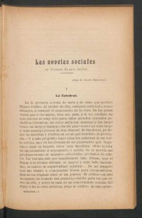 Las novelas sociales de Vicente Blasco Ibáñez