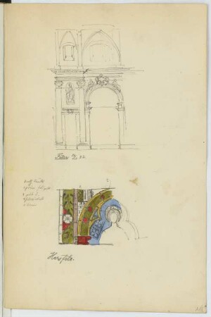 Dom, Fulda, Stadtkirche, Bad Hersfeld: Schnitt Fulda, Detail Hersfeld (aus: Skizzen- und Fotoalbum 19)
