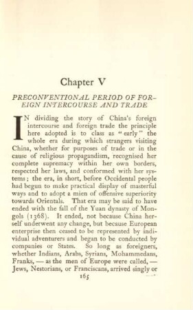 Chapter V. Preconventional period of foreign intercourse and trade