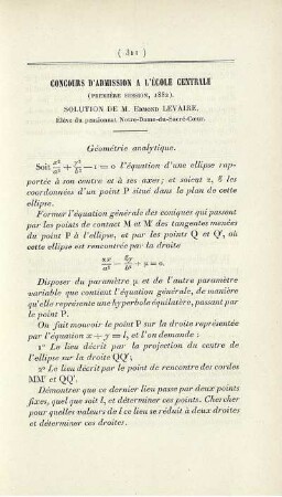 Concours d´admission a l´ecole centrale.