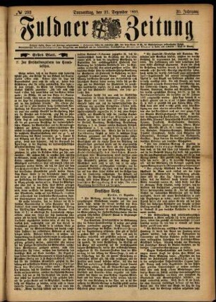 Erste Ausgabe vom Donnerstag, den 21. Dezember 1893.