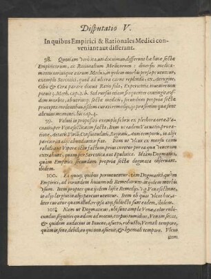 Disputatio V. In quibus Empirici & Rationales Medici conveniant aut differant.