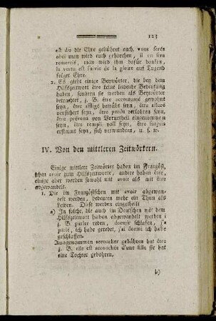 IV. Von den mittleren Zeitwörtern. - VIII. Von den mangelhaften Zeitwörtern.
