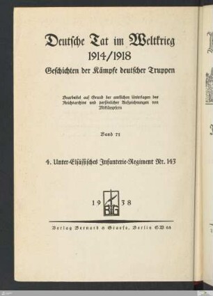 Titelblatt der Reihe - Deutsche Tat im Weltkrieg 1914/1918