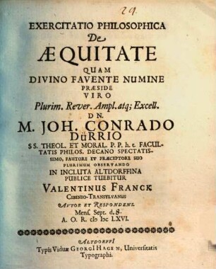 Exercitatio philos. de aequitate