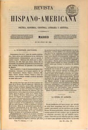 Revista hispano-americana, política, económica, científica, literaria y artística, 5. 1866 = Jg. 3, Jan. - Dez.