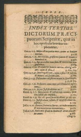 Index Tertius. Dictorum Praecipuorum Scripturae