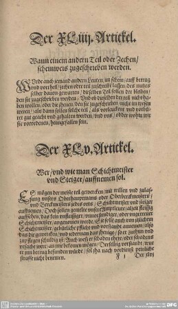 Der XLV. Artickel. Wer/und wie man Schichtmeister und Steiger/auffnemen sol.