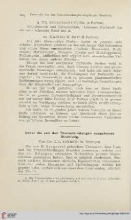 13: Ueber die von den Thorverbindungen ausgehende Strahlung