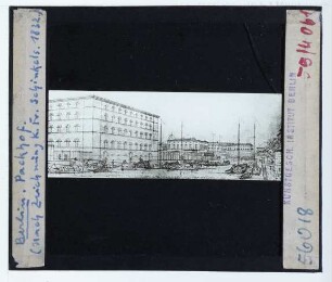 Berlin, Neuer Packhof,Schinkel, Ansicht des fünfgeschossigen Speichergebäudes auf dem Neuen Packhof am Kupfergraben in Berlin (Zeichnung) : Druck nach Schinkel
