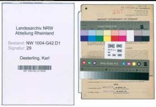 Entnazifizierung Karl Oesterling , geb. 17.06.1903 (Wassersekretaer)