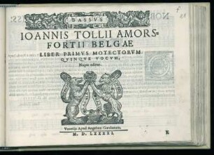 Jan Tollius: Liber primus motectorum quinque vocum ... Bassus