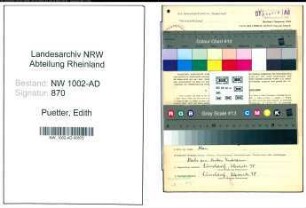 Entnazifizierung Edith Puetter, geb. 17.10.1917 (Dolmetscherin)
