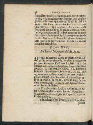 Caput XXVI. De Cura Imperiali & Sesione.