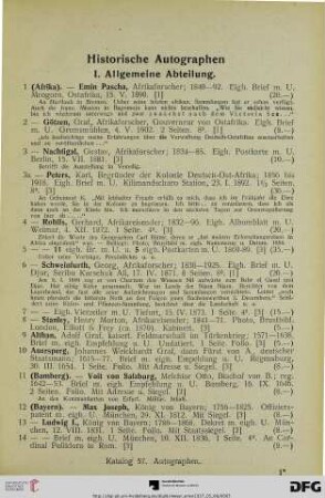 Historische Autographen (Nr. 1-388)