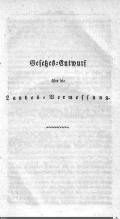 Gesetzes-Entwurf über die Landes-Vermessung
