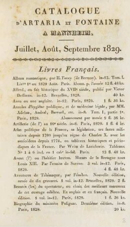 Juillet, Août, Septembre 1829