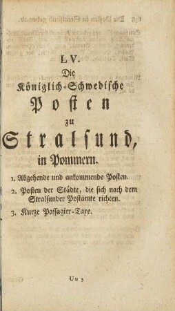 LV. Die Königlich-Schwedische Posten zu Stralsund.