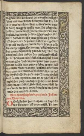 Van deme hylghen doper sunte Johannes Baptista.