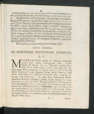 Caput Primum; De Mortuarii Definitione Nominali